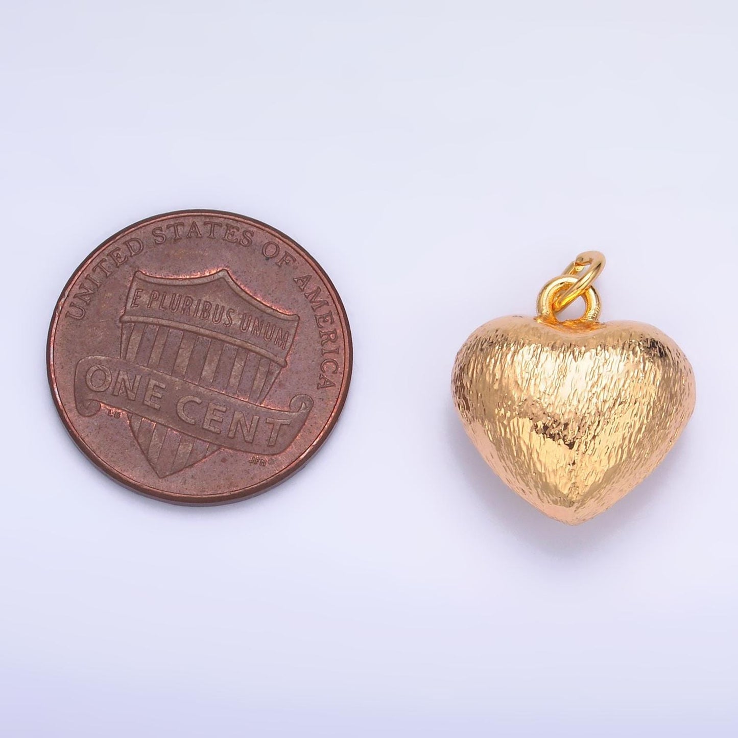 Brushed metal gold love heart charm 24k gold filled puffy heart charm for bracelet necklace pendant | w264