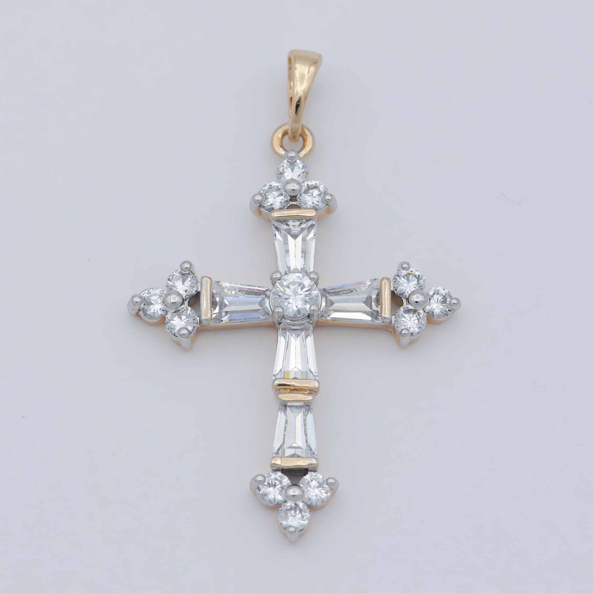 14k gold filled cross pendant, cubic micro pave baguette cross charm cz pendant religious necklace pendant jewelry making
