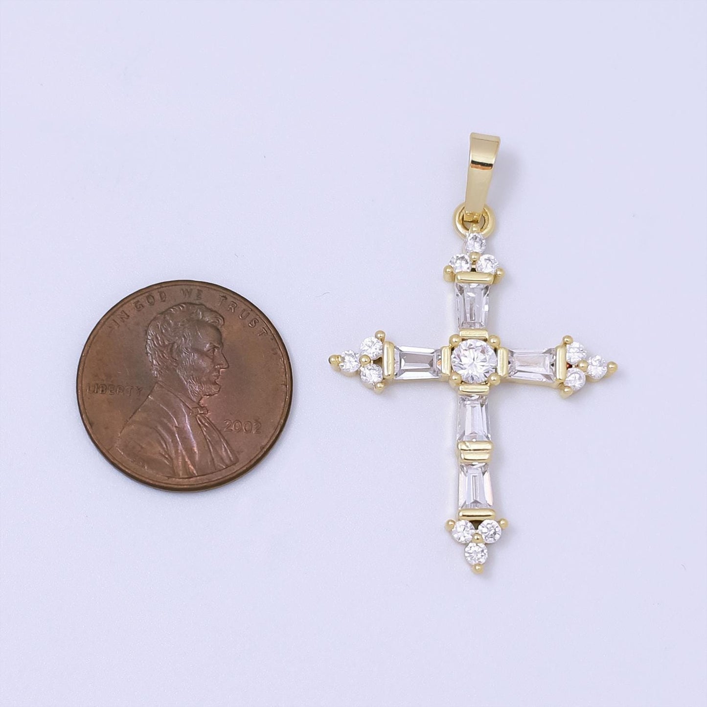 14k gold filled cross pendant, cubic micro pave baguette cross charm cz pendant religious necklace pendant jewelry making