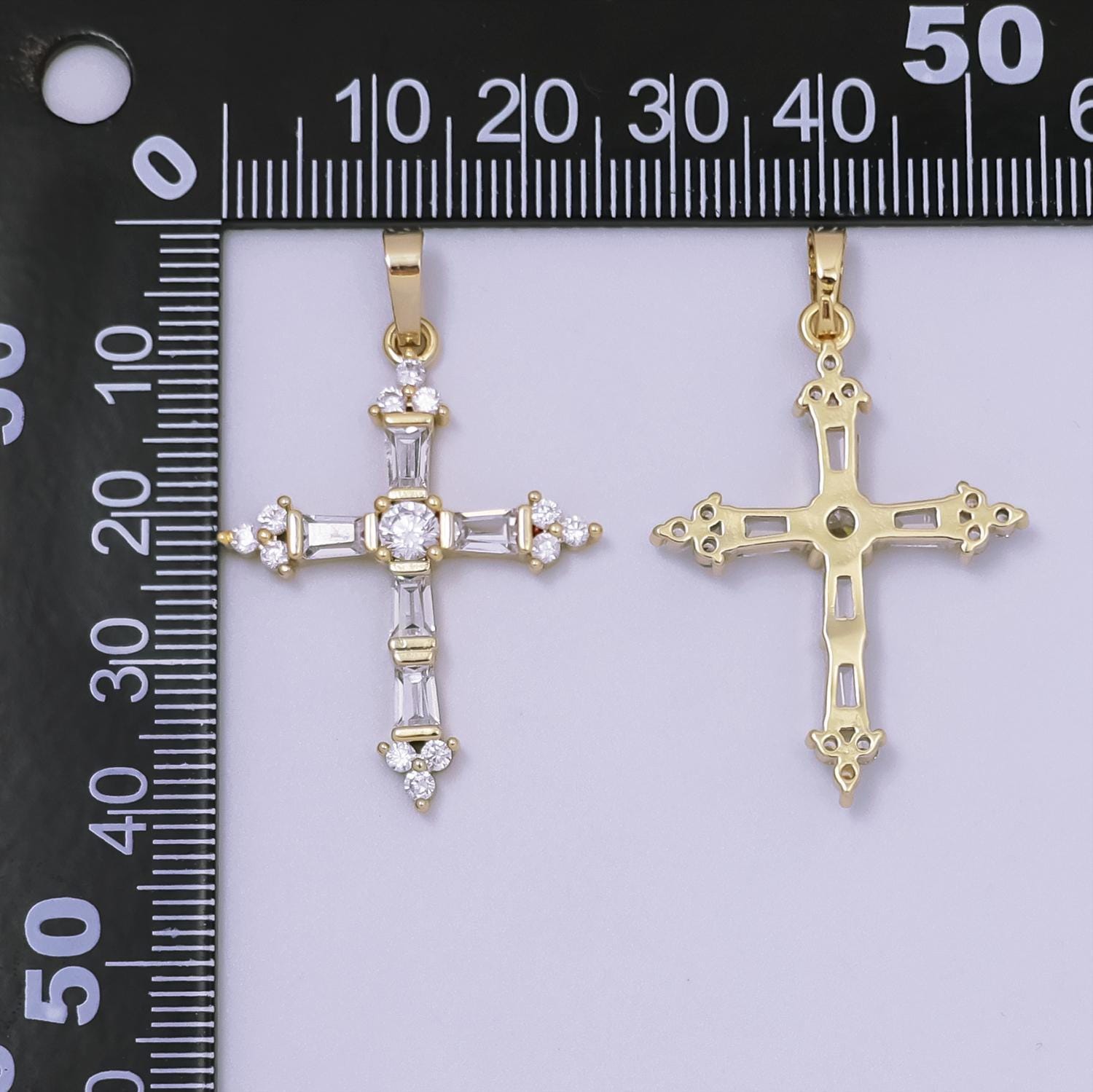 14k gold filled cross pendant, cubic micro pave baguette cross charm cz pendant religious necklace pendant jewelry making