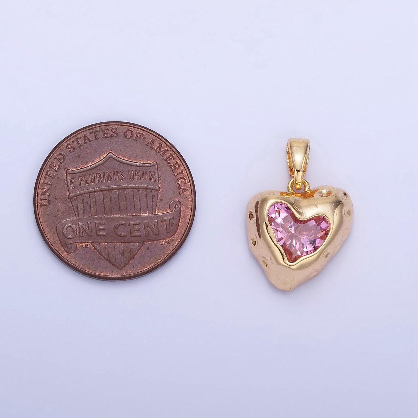 Gold micro pave heart charm medallion charm, pink cz charm for necklace earring bracelet component jewelry findings aa-1310