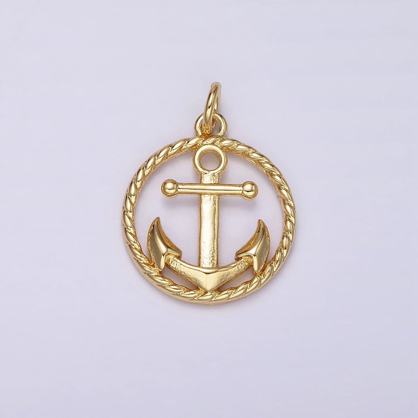 Sailor themed anchor pendant twisted gold coin charm for necklace bracelet women ac909