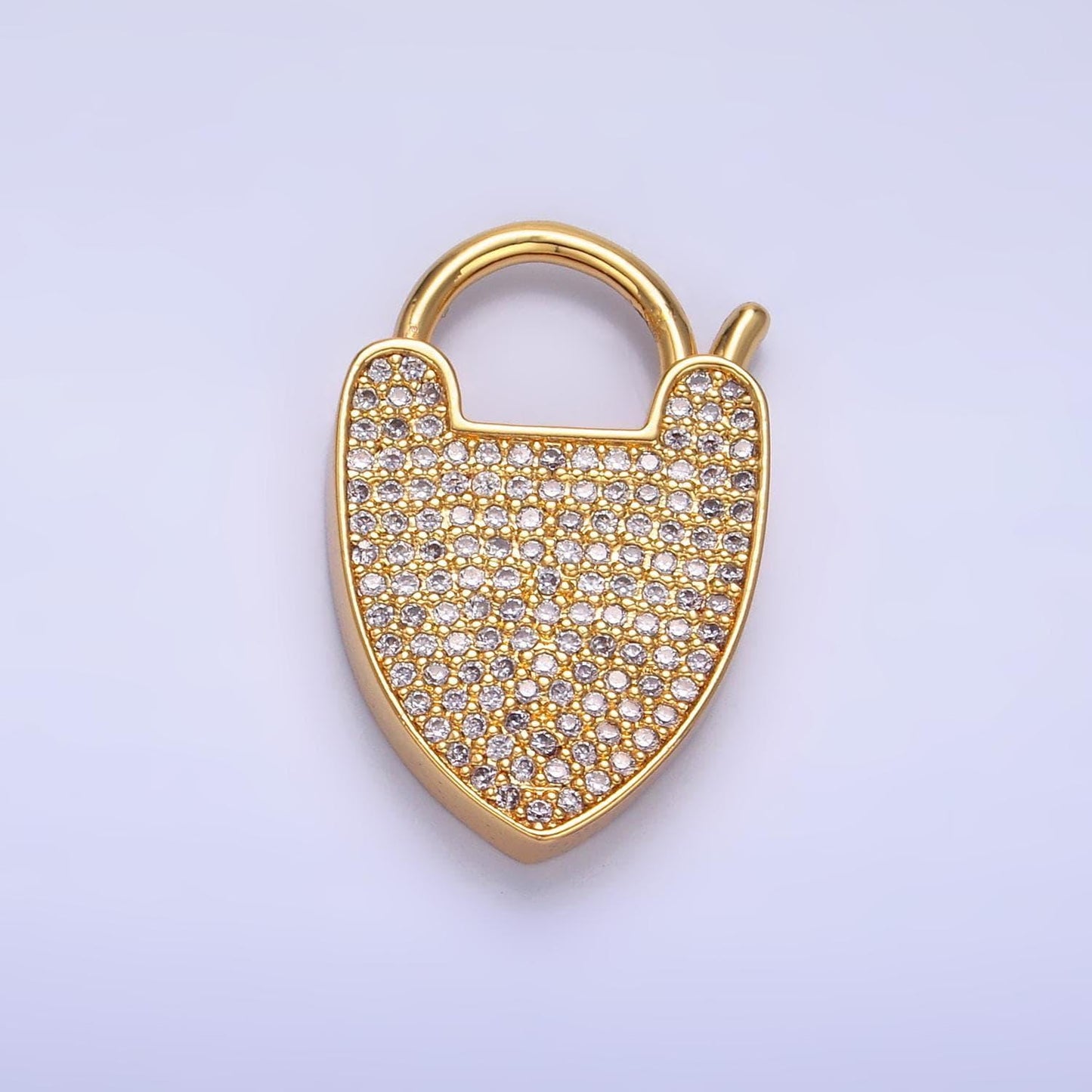 24k gold filled heart shaped lock clear cz heart charm for necklace jewelry making supplies clasp charm necklace component z1029