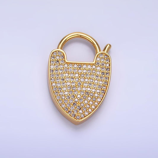24k gold filled heart shaped lock clear cz heart charm for necklace jewelry making supplies clasp charm necklace component z1029