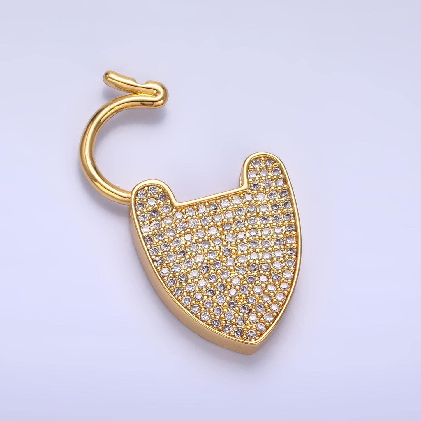 24k gold filled heart shaped lock clear cz heart charm for necklace jewelry making supplies clasp charm necklace component z1029