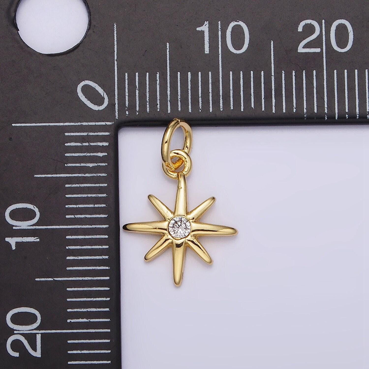 Mini gold north star charms tiny cz charm for necklace earring bracelet jewelry making supply celestial jewelry n-984