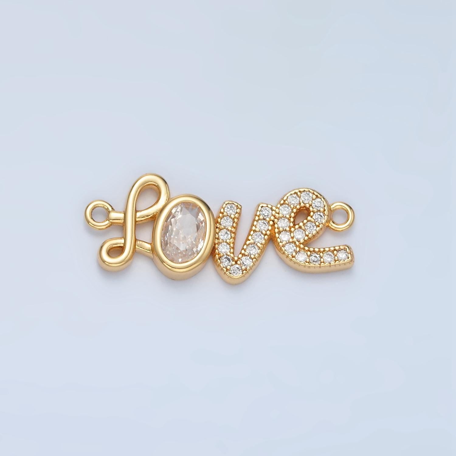 Love charm connector, bracelet connector, jewelry connectors, love charm, necklace connectors,micro pave cubic zirconia f228