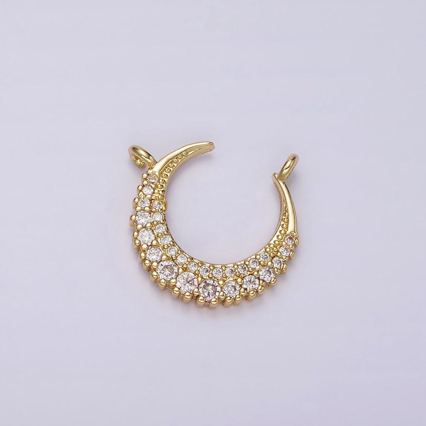Micro pave crescent moon charm connector gold filled star charm necklace celestial link connector for necklace bracelet component g126