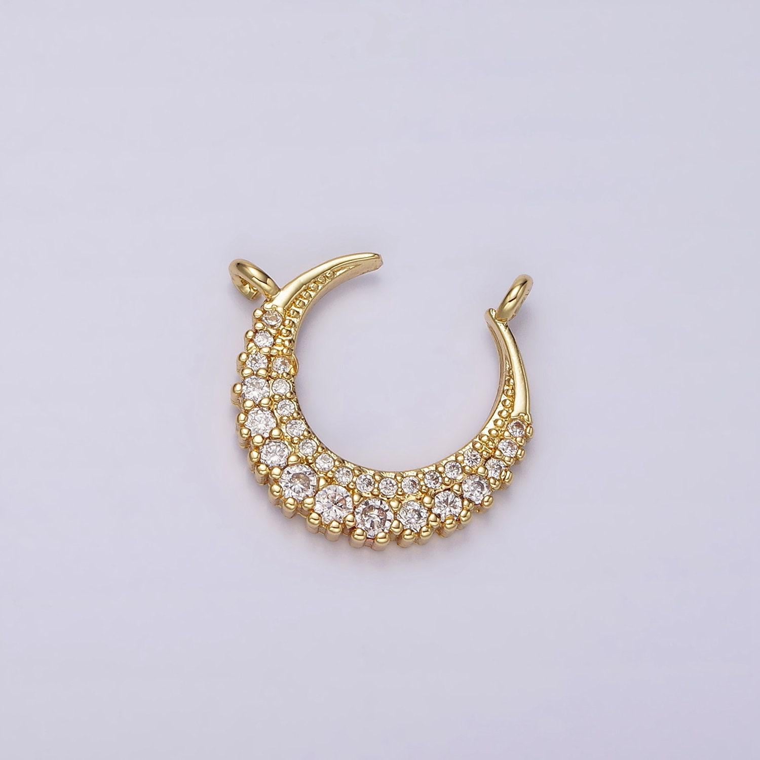 Micro pave crescent moon charm connector gold filled star charm necklace celestial link connector for necklace bracelet component g126