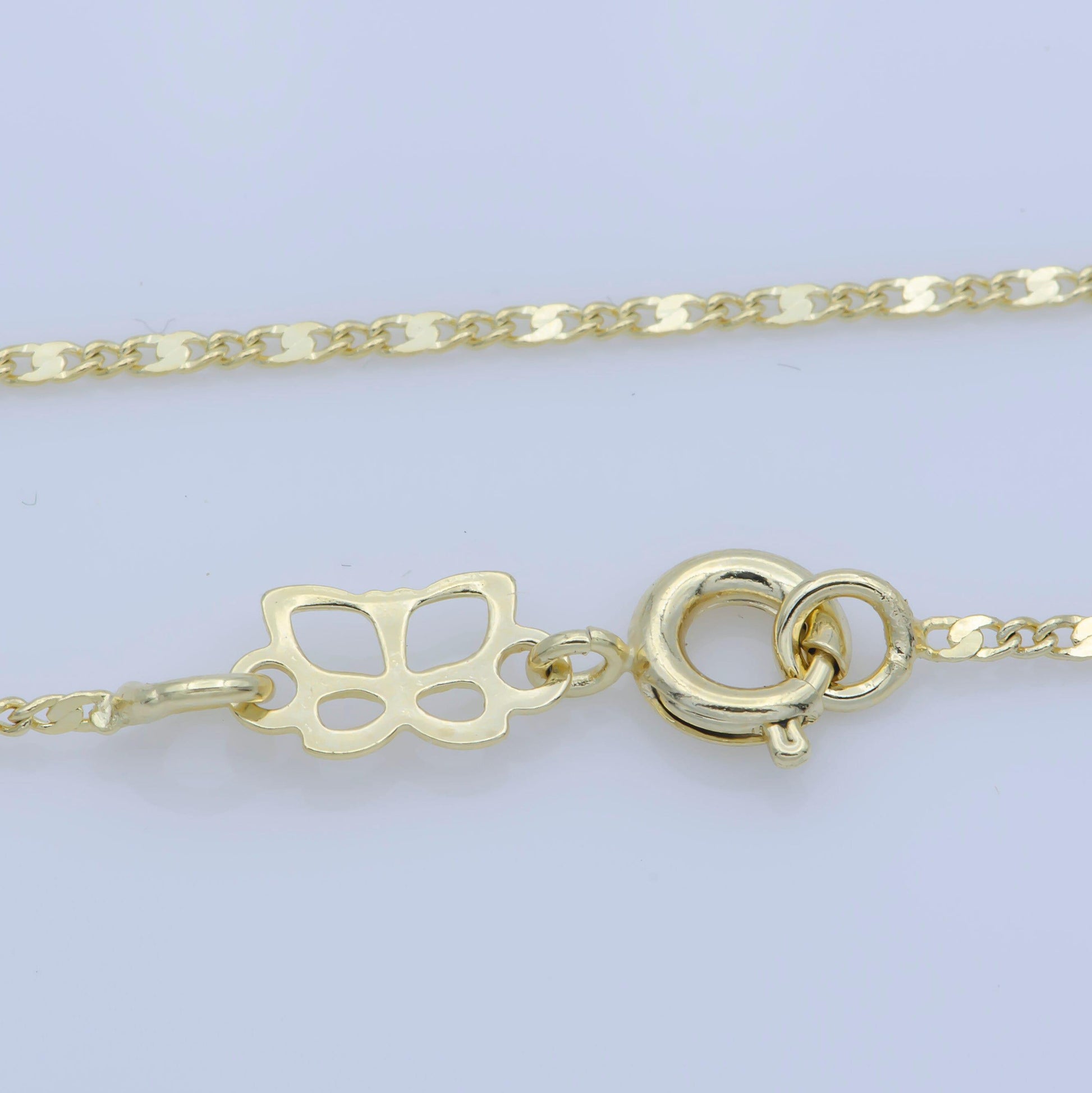 17.7 inch finished 14k gold filled chain necklace - dainty anchor cable chain necklace with clasp - thin chain necklace ready to wear
