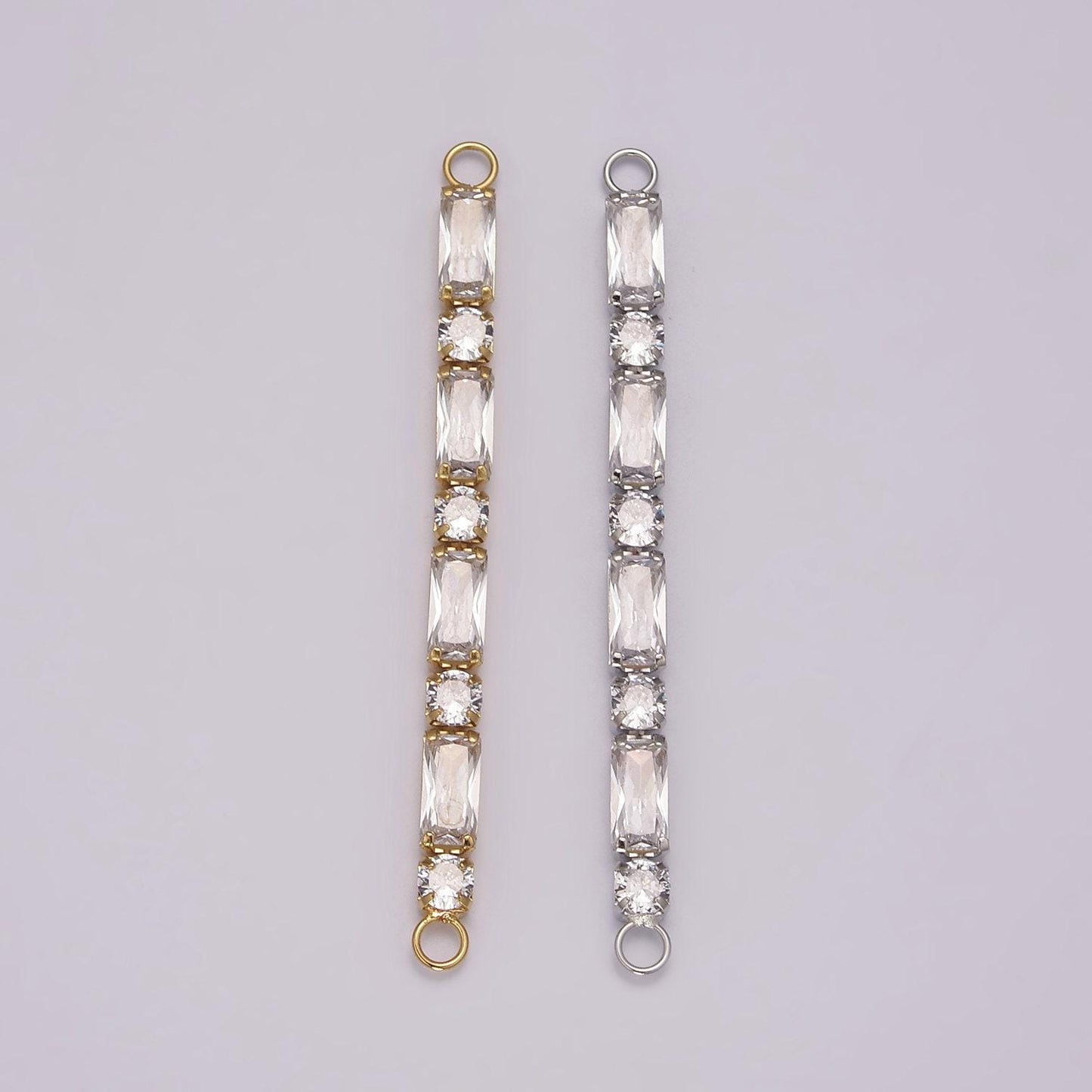 14k gold filled minimalist bendable emerald cut bar connector micro pave cz diy charm necklace bracelet findings for jewelry making