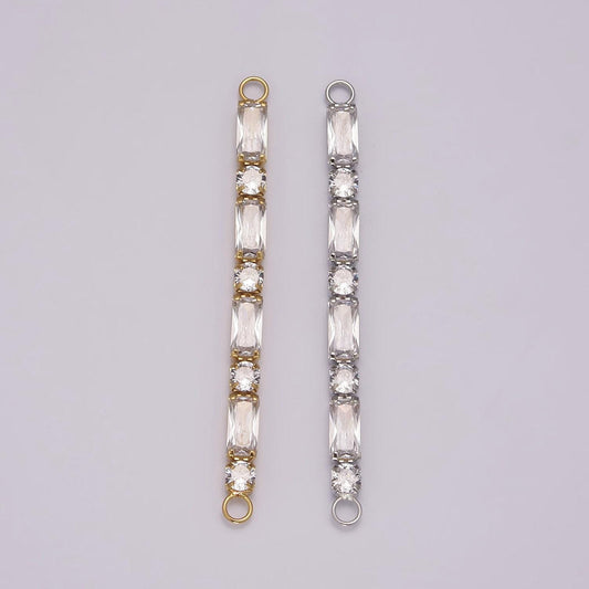 14k gold filled minimalist bendable emerald cut bar connector micro pave cz diy charm necklace bracelet findings for jewelry making