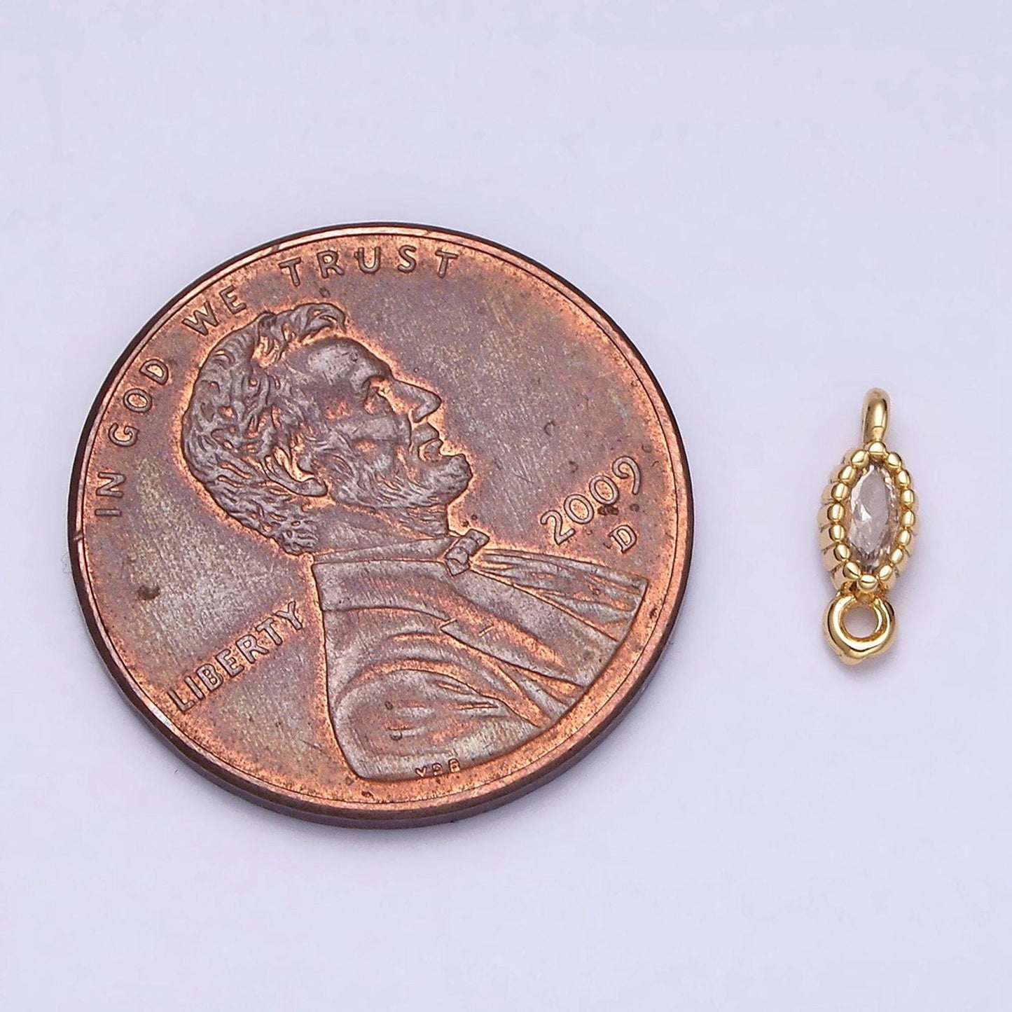 16k gold filled 4.5mm clear marquise cz dotted bezel connector in gold & silver oval charm connector | y-907