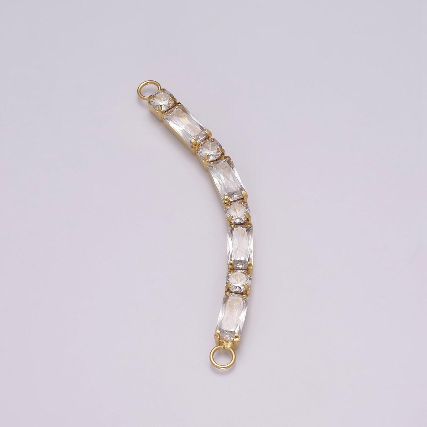 14k gold filled minimalist bendable emerald cut bar connector micro pave cz diy charm necklace bracelet findings for jewelry making