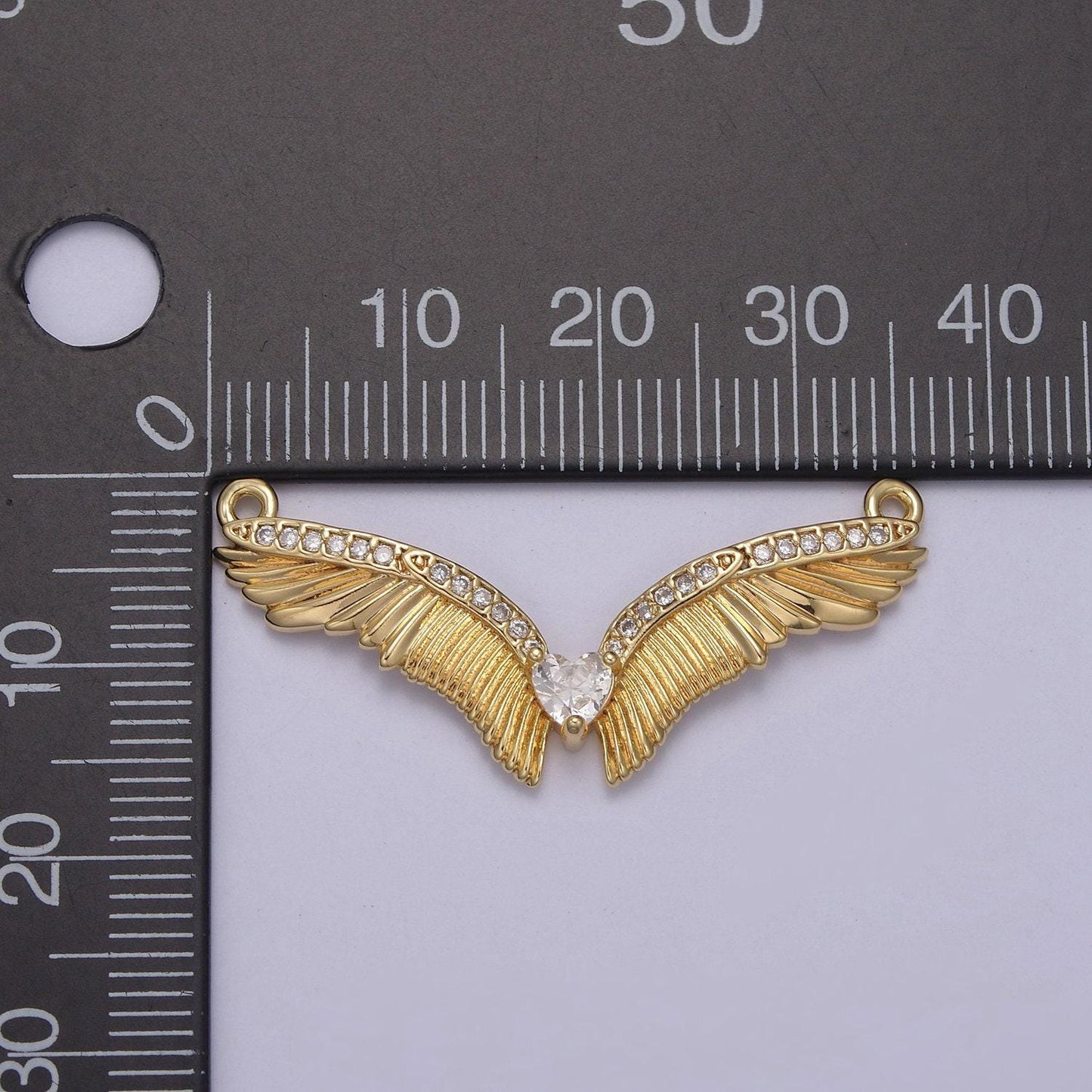 14k gold filled angel wing charm connector for necklace component link connector | f-628