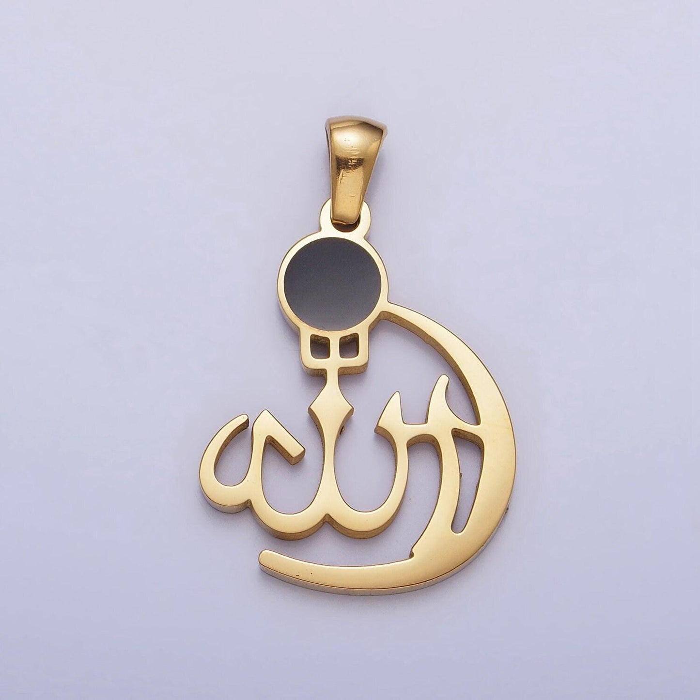 Gold arabic word allah moslem muslim islam calligraphy charm stainless steel charm for religious jewelry making supply j473