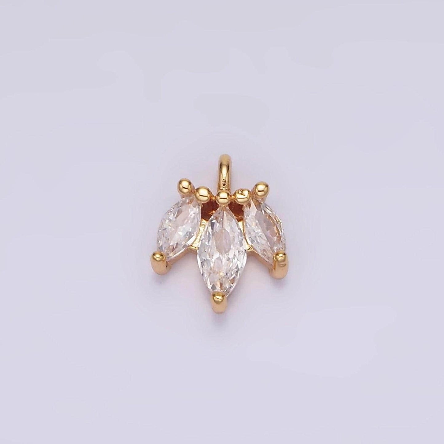 16k gold filled 8mm triple clear marquise cz mini charm | ag102