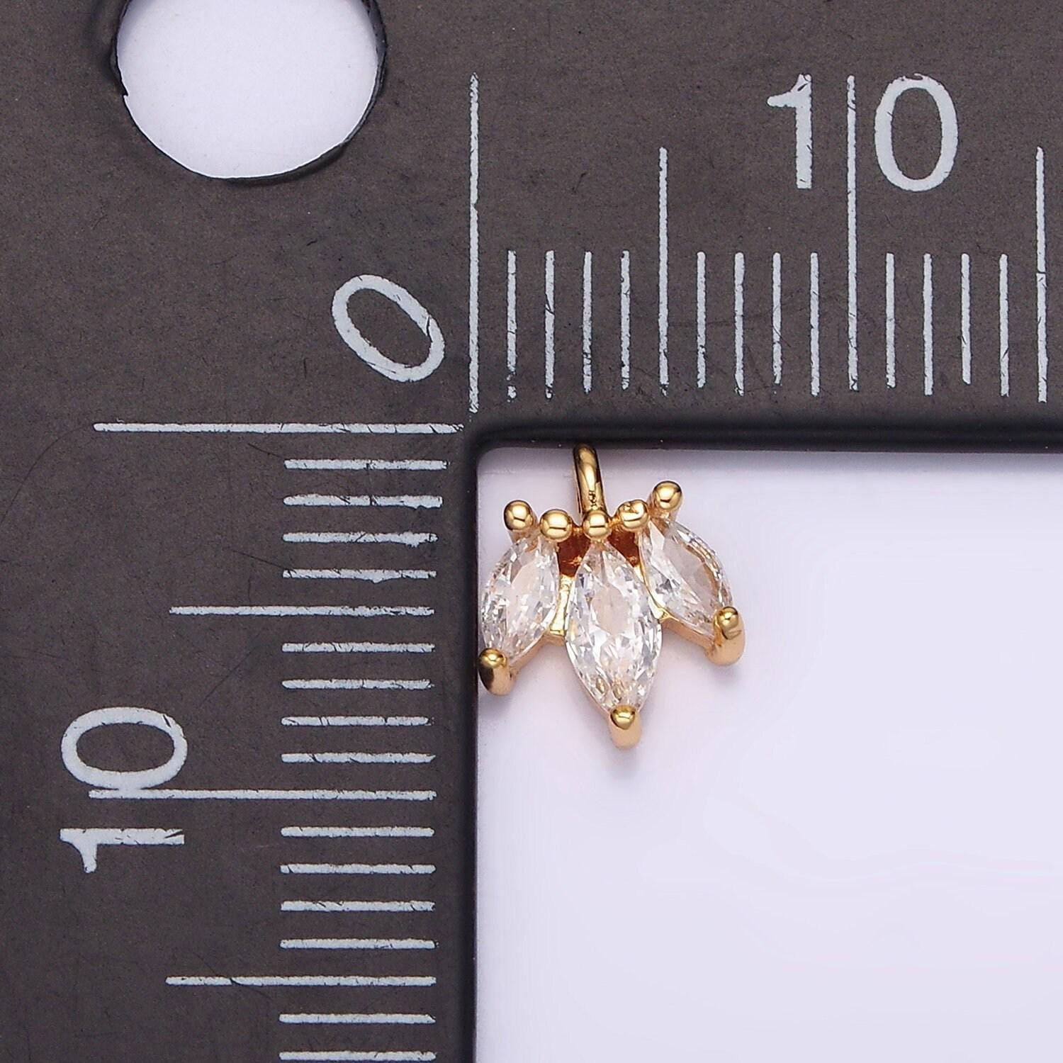 16k gold filled 8mm triple clear marquise cz mini charm | ag102