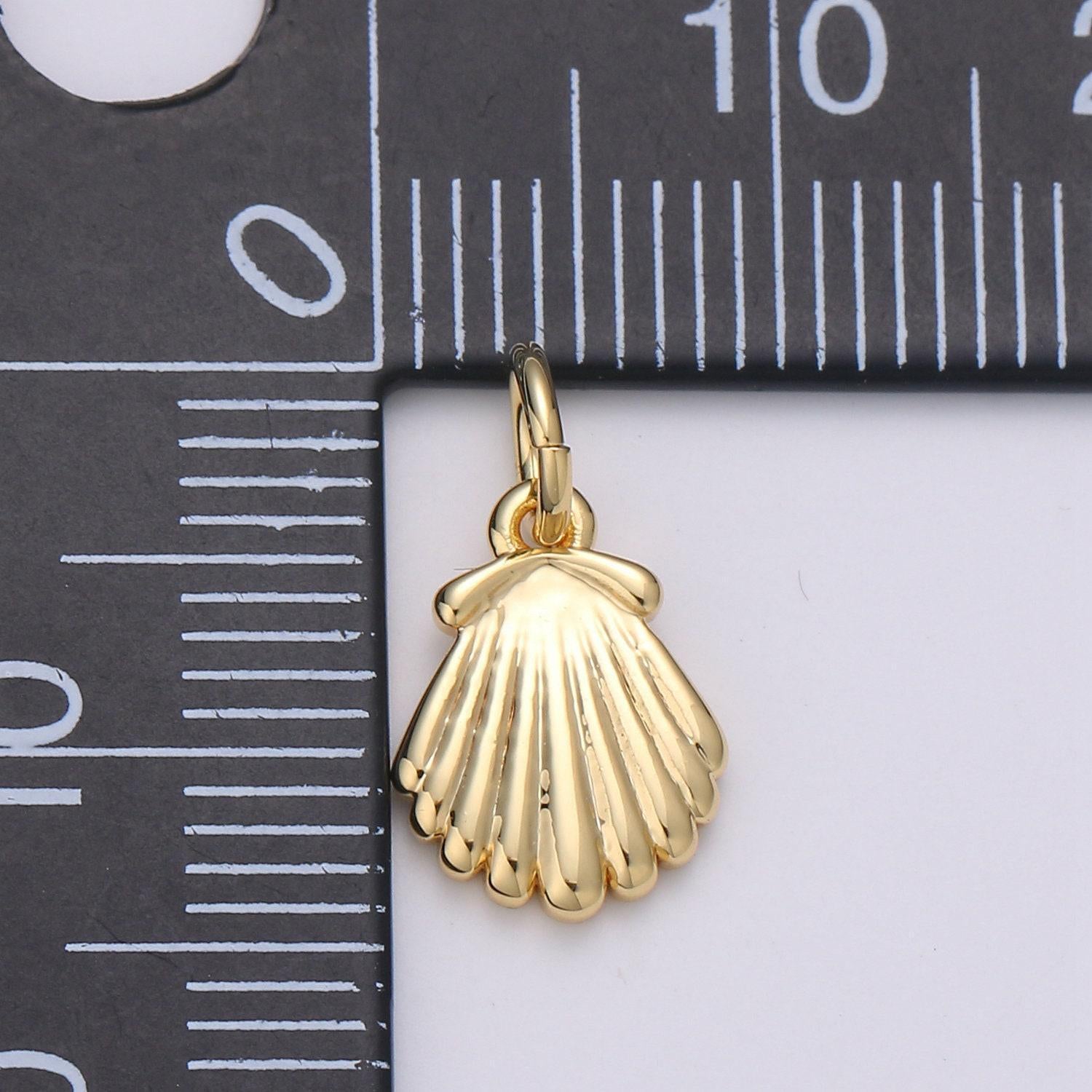 Tiny shell charm gold sea shell pendant for bracelet earring necklace component