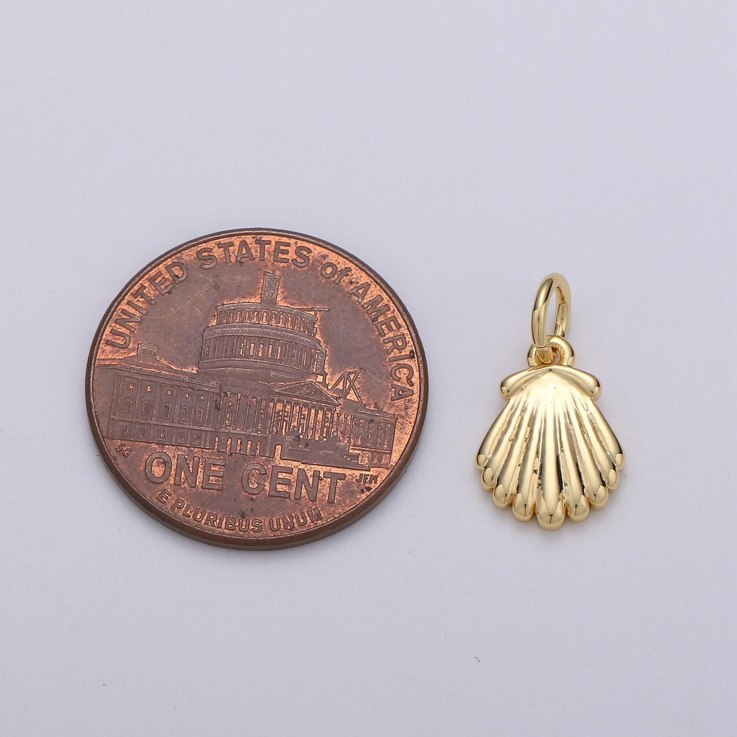 Tiny shell charm gold sea shell pendant for bracelet earring necklace component
