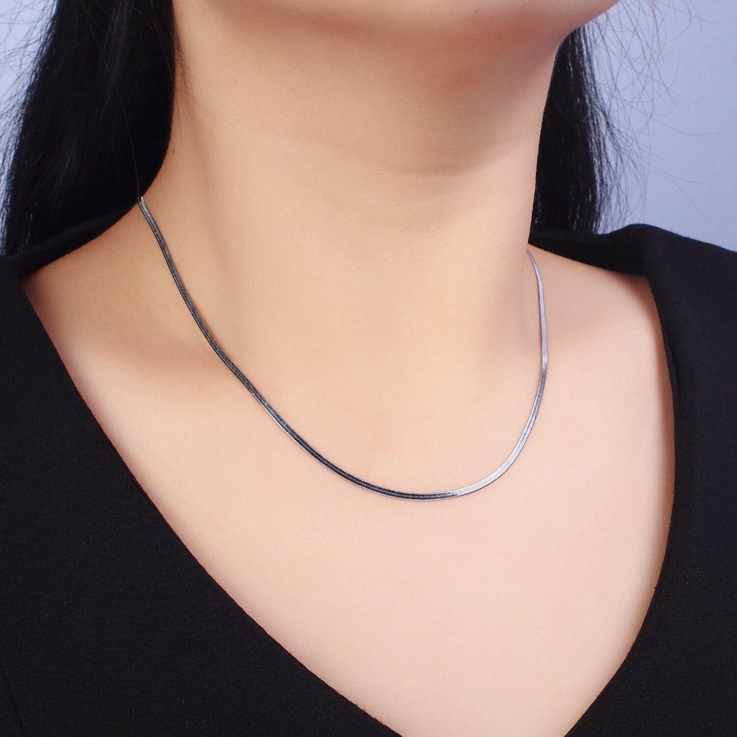 17.5 inch stainless steel herringbone chain necklace for jewelry making 2mm dainty finished ready to wear snake chain supply wa1550