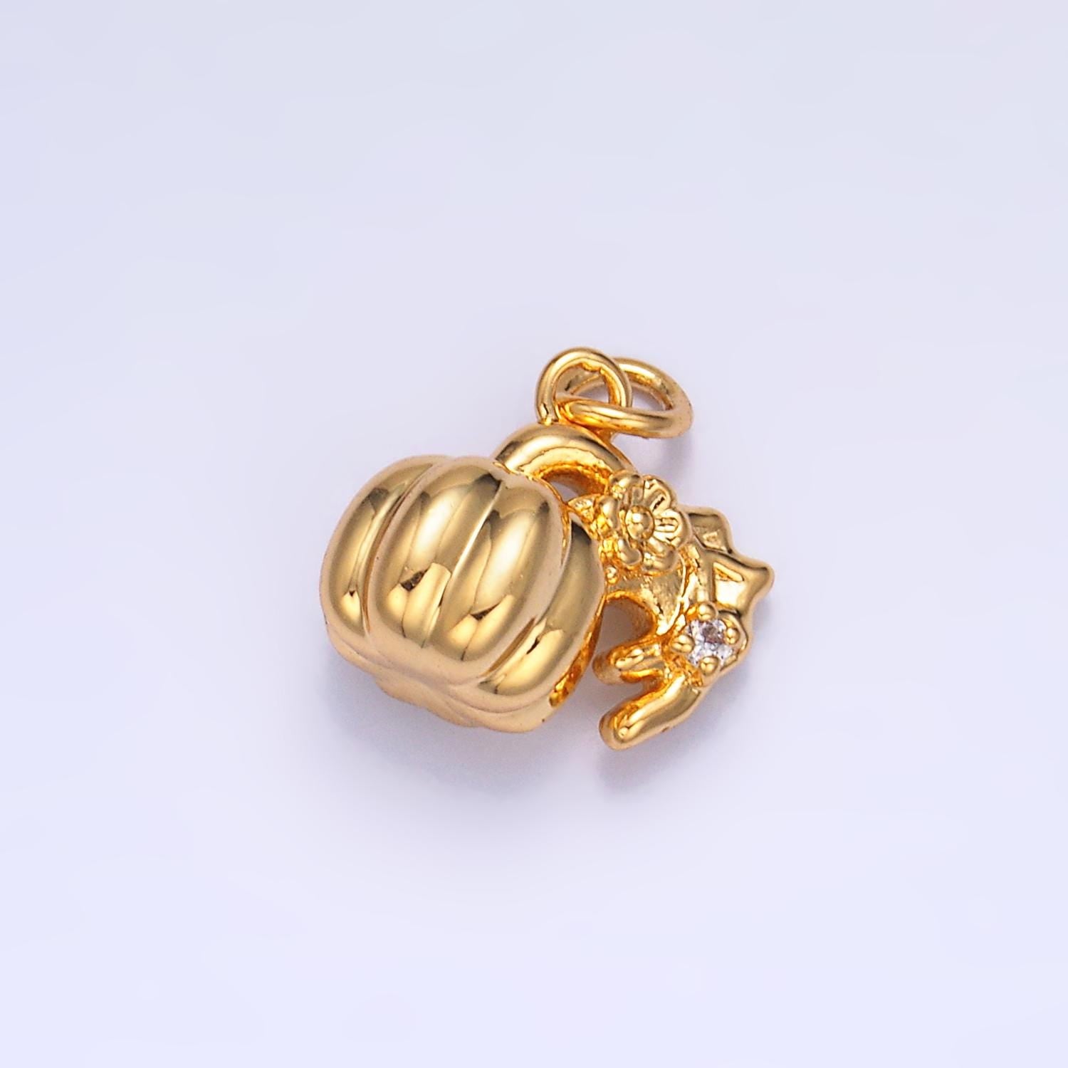 24k gold filled 11mm pumpkin fruit 3d Pumpkin Charm add-on charm | w358