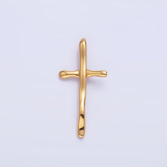 Dainty Cross Pendant Slim Gold Cross Charm add on Charm for Minimalist Religious necklace earring Supply W385