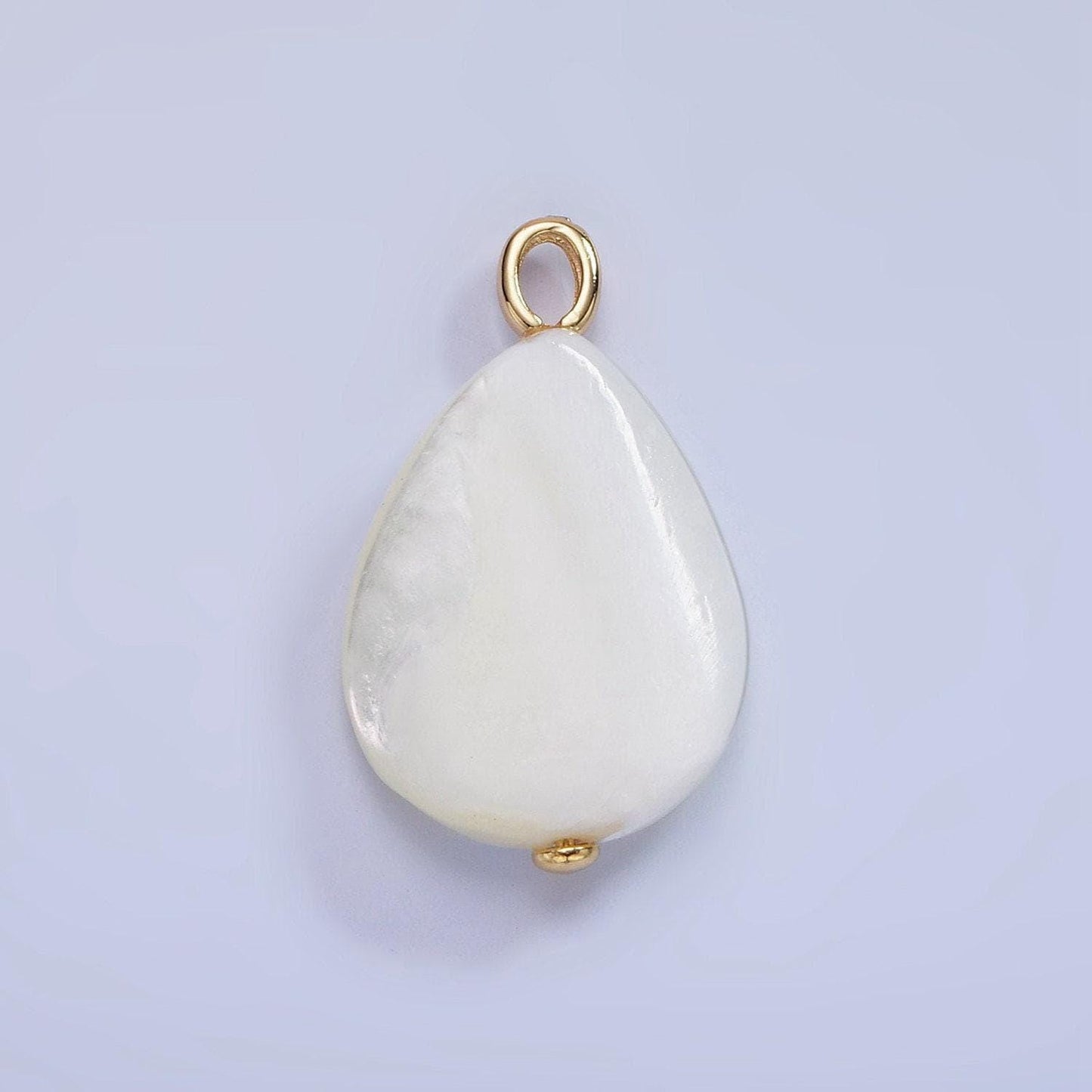 14k gold filled 25mm shell pearl gemstone teardrop pendant | p-1682