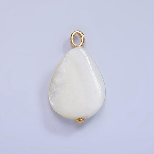 14k gold filled 25mm shell pearl gemstone teardrop pendant | p-1682