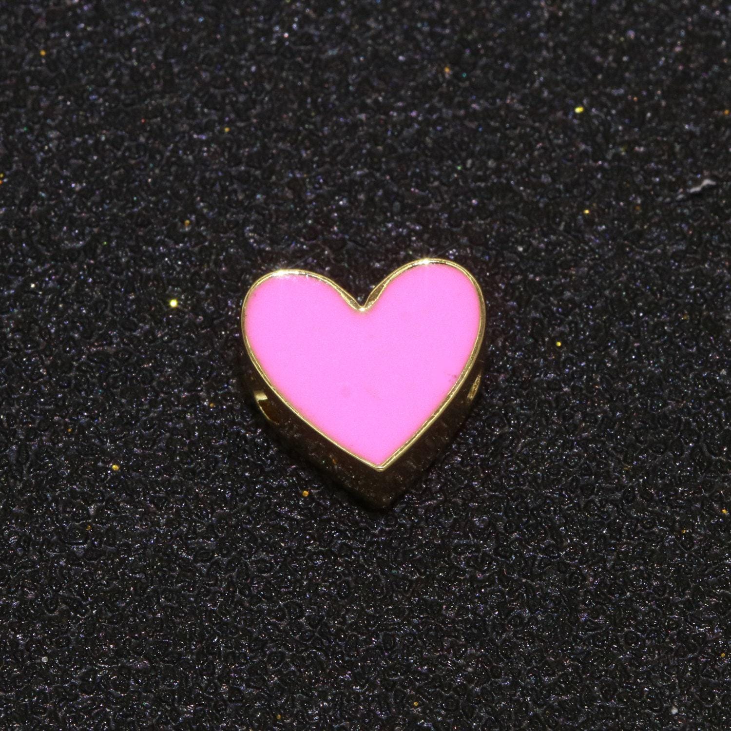 Gold filled enamel spacer beads, symbol beads, beads heart star pink red enamel beads for bracelet necklace gold cover backing 8mm,10mm,b516