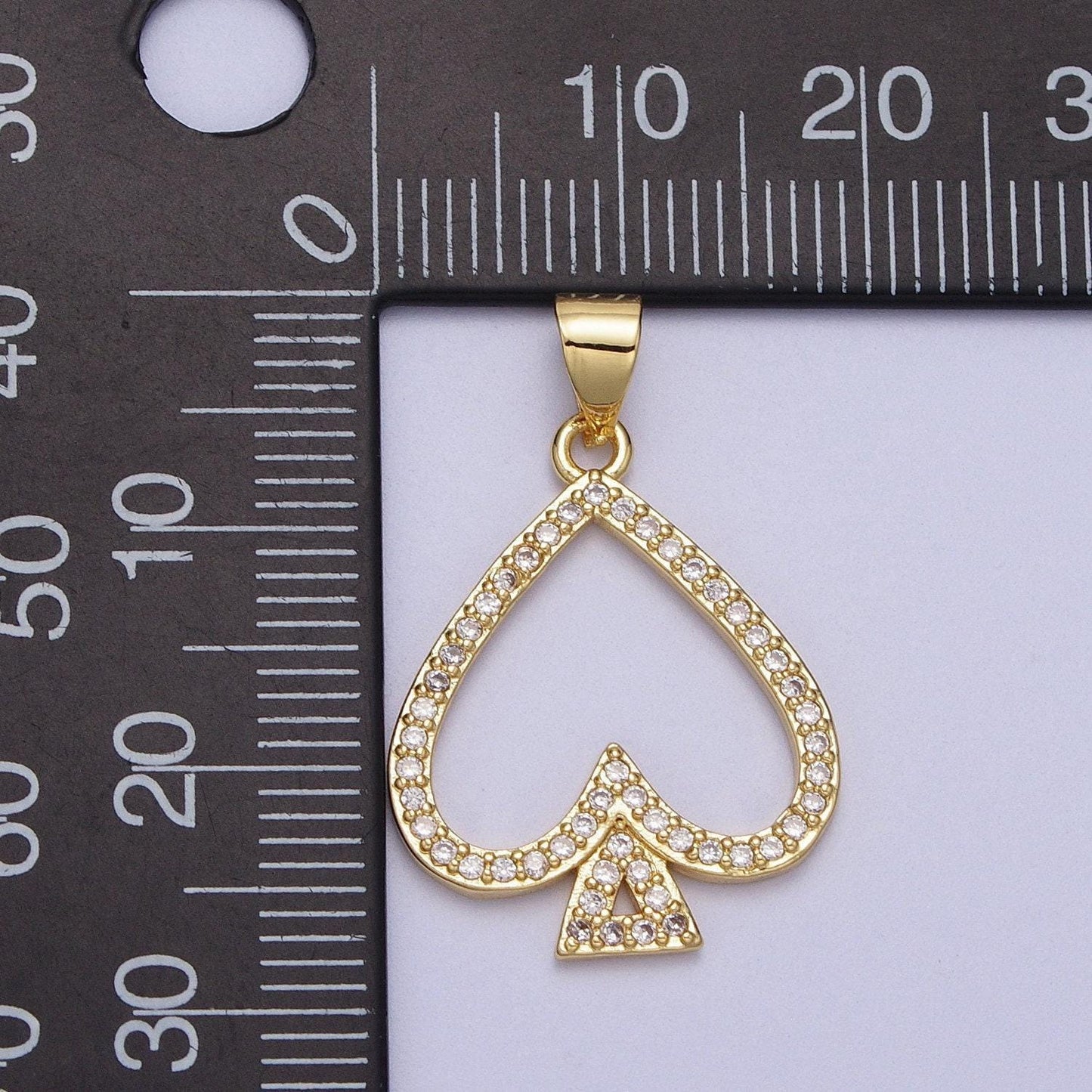 Cz gold spade necklace pendant ace of spade lucky charm necklace pendant for jewelry making supply