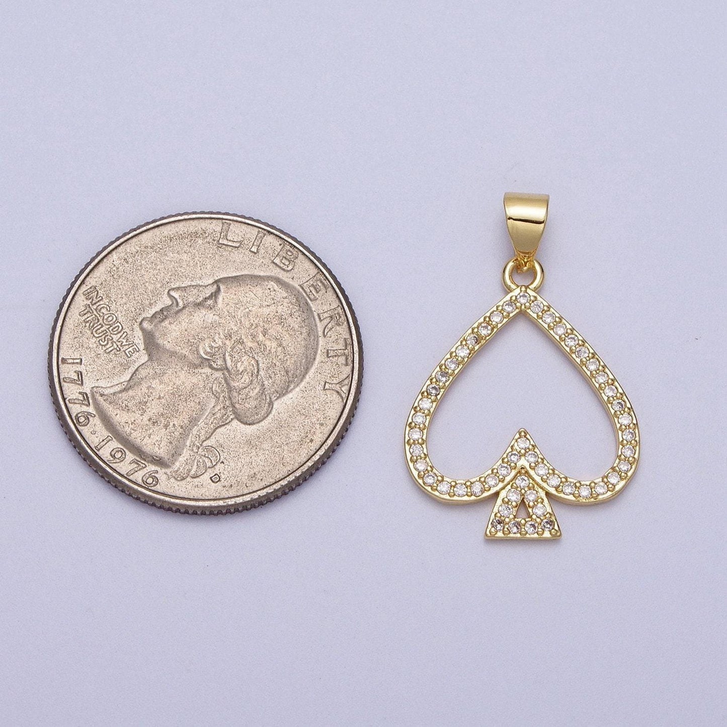 Cz gold spade necklace pendant ace of spade lucky charm necklace pendant for jewelry making supply
