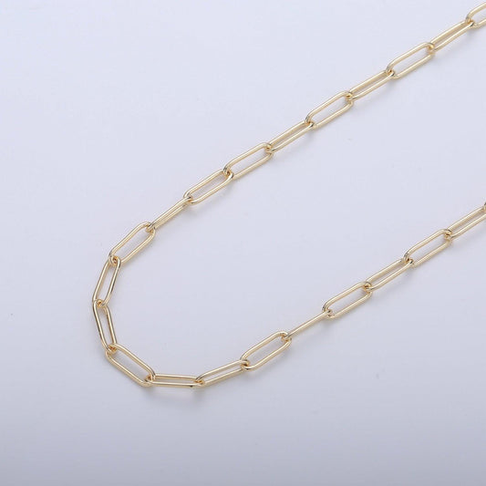 18k gold filled paper clip chain by yard, link chain wholesale bulk roll chain for jewelry making, size 4.3x 4.9mm, roll- 01