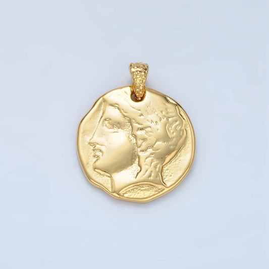 14k gold alexander coin pendant ancient coin pendant, greek emperor coin pendant, fancy diy jewelry, warrior pendant i523