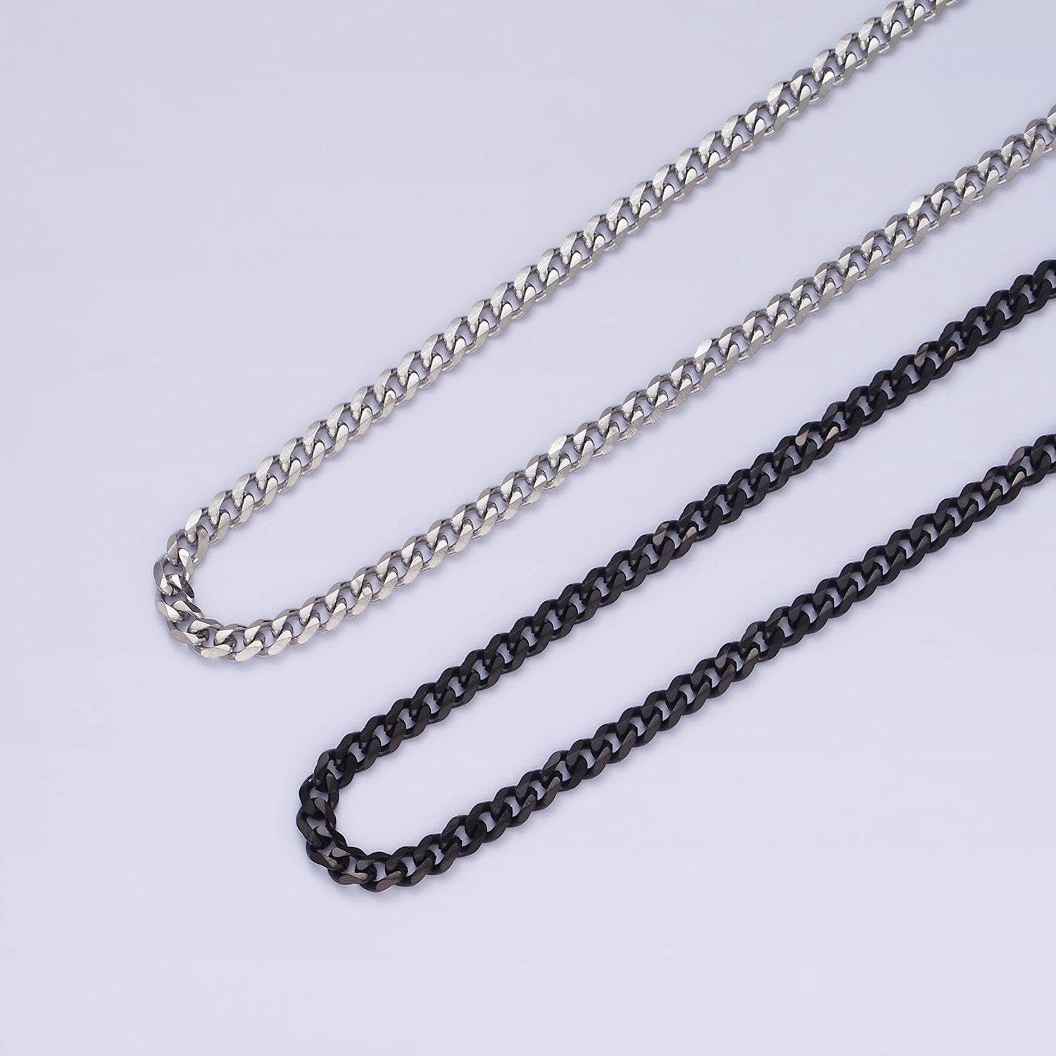 Stainless steel 3.4 mm curb chain | silver curb necklace | steel curb chain | men's stainless steel chain | tarnish resistant wa2147~wa2150