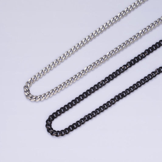 Stainless steel 3.4 mm curb chain | silver curb necklace | steel curb chain | men's stainless steel chain | tarnish resistant wa2147~wa2150