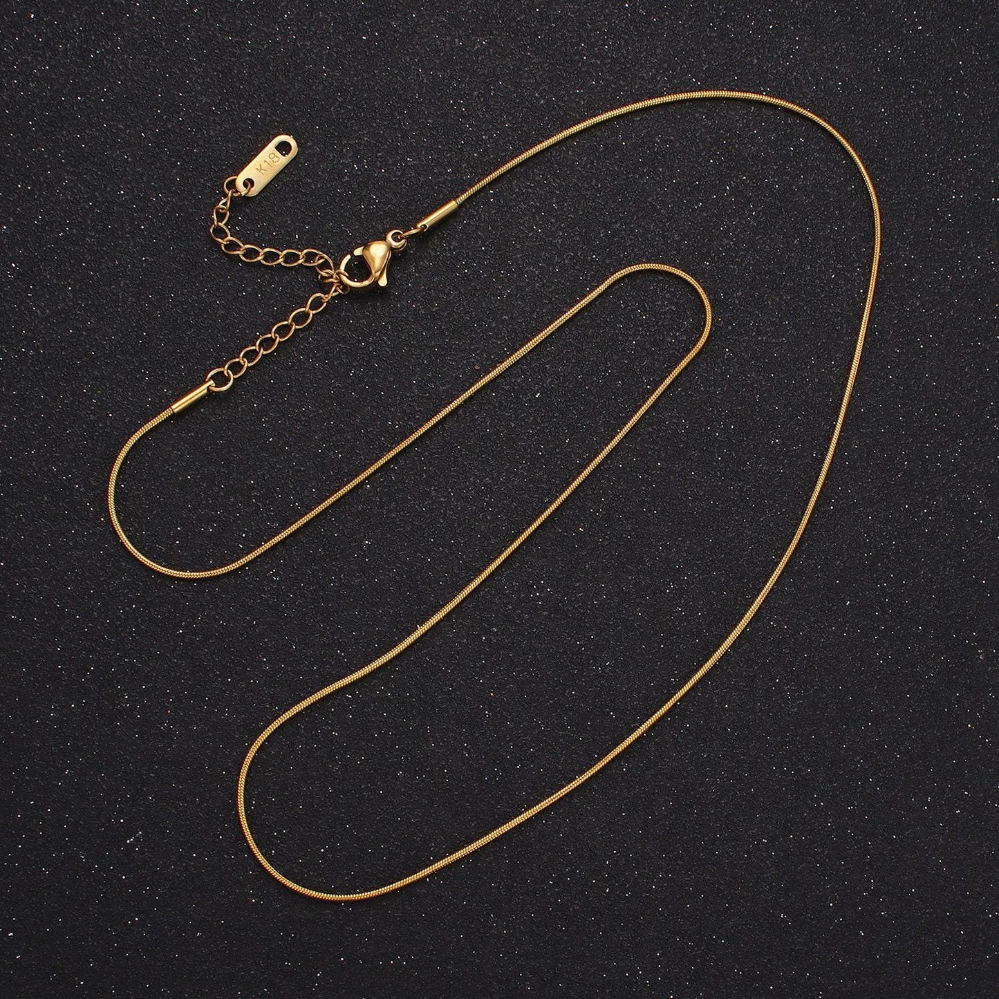 Dainty gold stainless steel 1mm snake herringbone 18 inch layering chain necklace | wa-2486