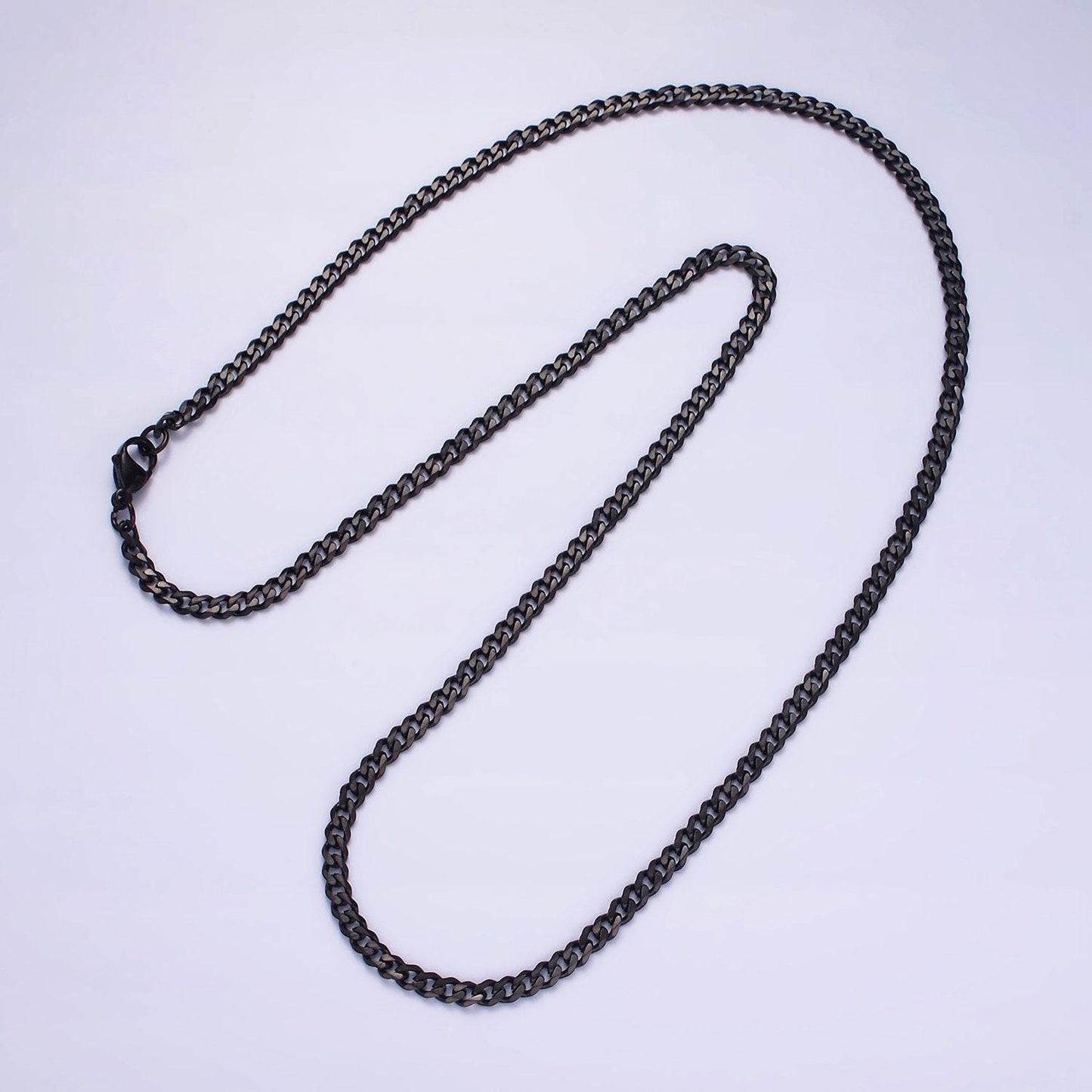 Stainless steel 3.4 mm curb chain | silver curb necklace | steel curb chain | men's stainless steel chain | tarnish resistant wa2147~wa2150