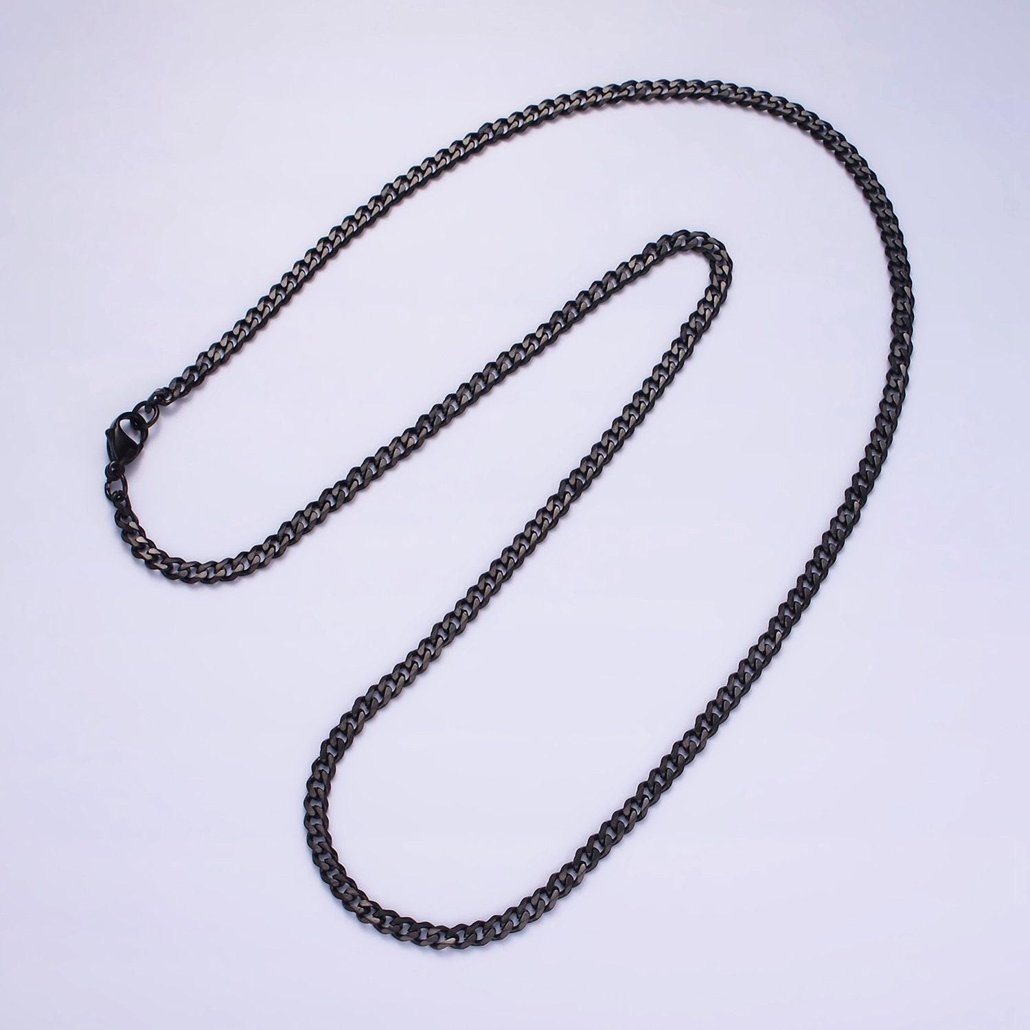 Stainless steel 3.4 mm curb chain | silver curb necklace | steel curb chain | men's stainless steel chain | tarnish resistant wa2147~wa2150