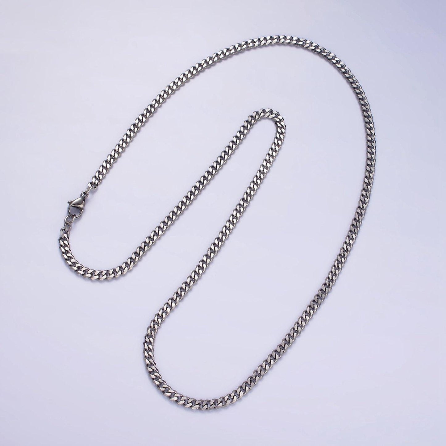 Stainless steel 3.4 mm curb chain | silver curb necklace | steel curb chain | men's stainless steel chain | tarnish resistant wa2147~wa2150