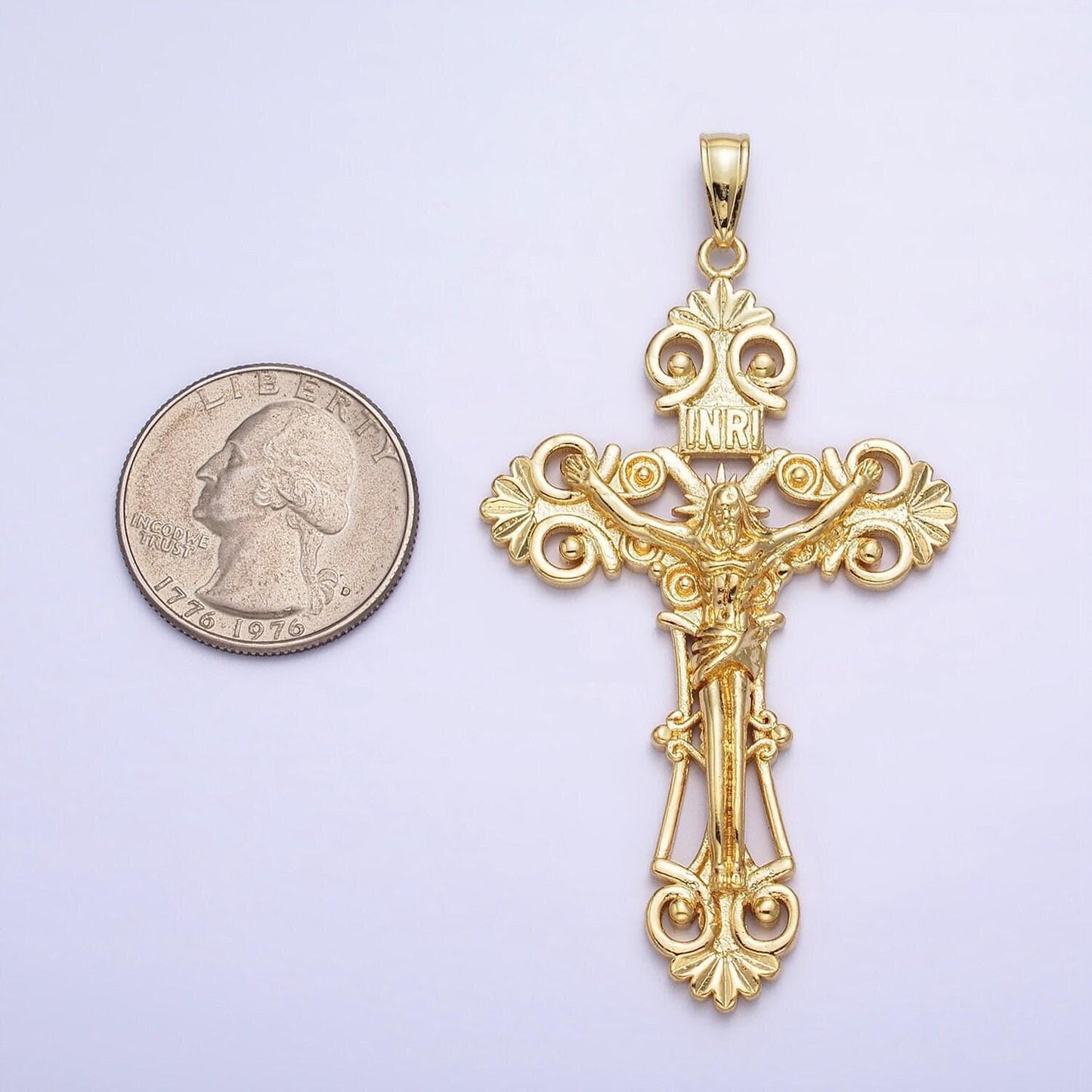 Big 24k gold filled cross charm 72mm x 38.4mm cross pendant large cross pendant for necklace statement religious jewelry aa208