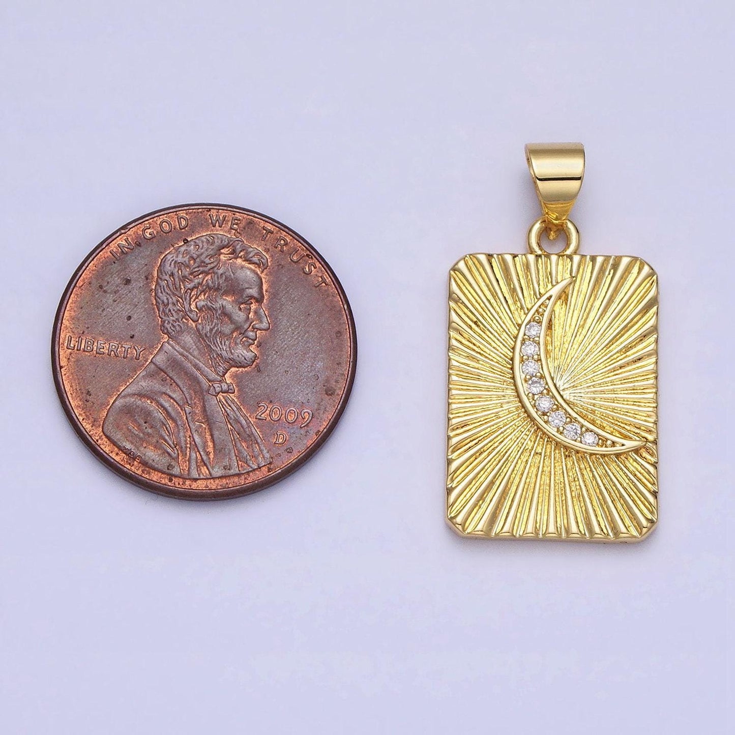 Micro pave gold crescent moon tag plate pendant celestial tile charms with cz stones for jewelry making supplies aa160