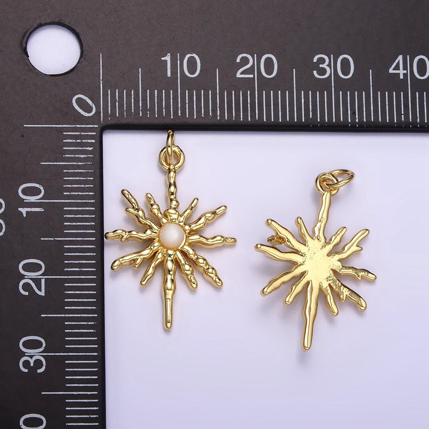 Mini gold sun charms tiny cz charm for necklace earring bracelet jewelry making supply celestial jewelry m129