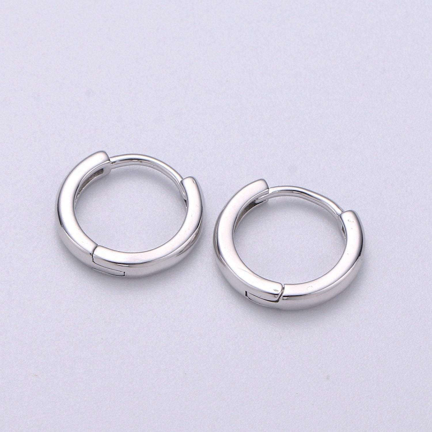 15.6mm huggie earrings, 24k gold hoops, white hoops, huggie hoop earring, hoop earrings, round loops,q-186, q-224 , q-186