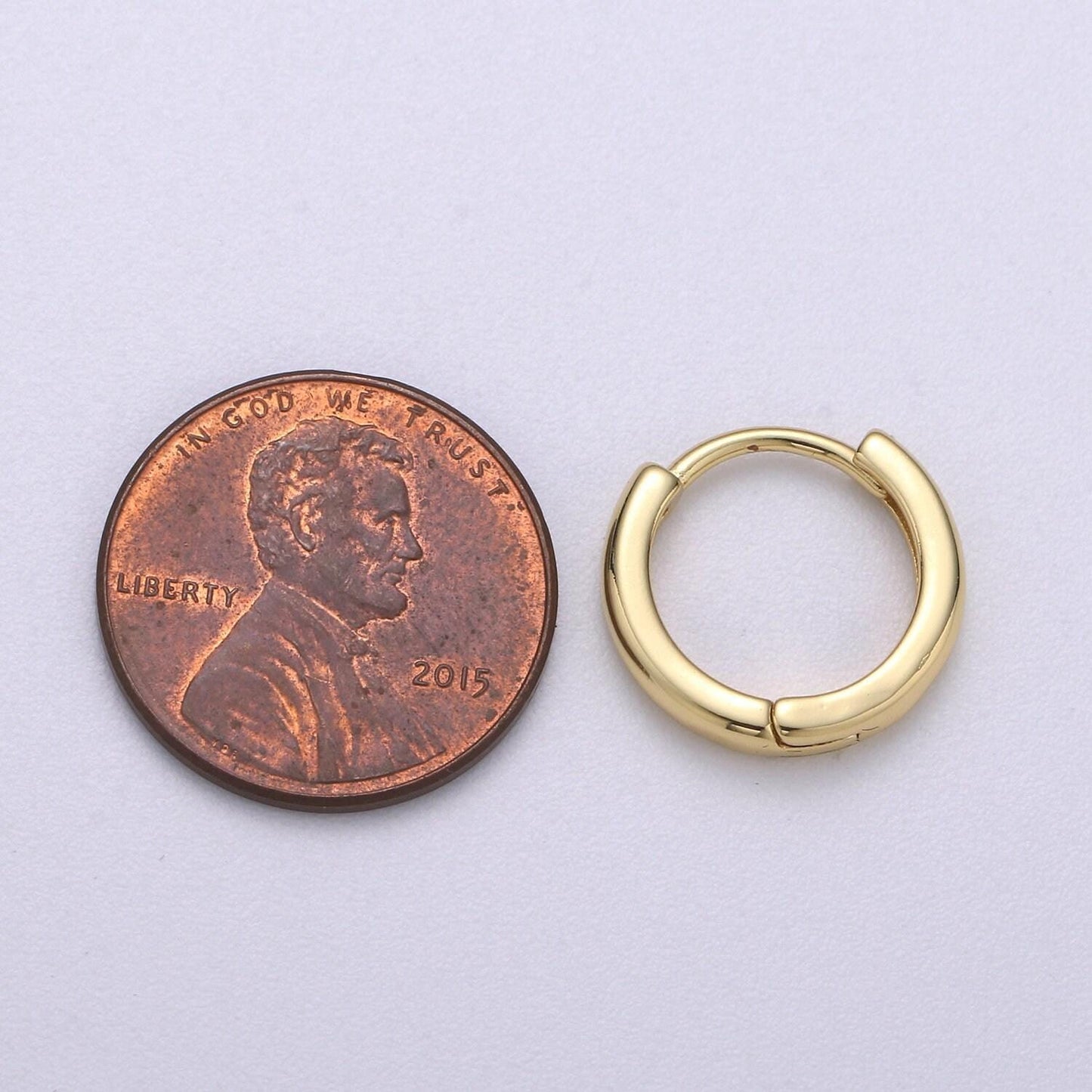 15.6mm huggie earrings, 24k gold hoops, white hoops, huggie hoop earring, hoop earrings, round loops,q-186, q-224 , q-186