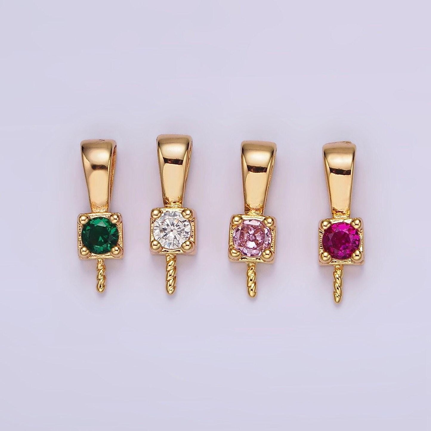 Gold peg bail caps for half drilled pearls and beads gold tone bead caps with peg with cz stone z511
