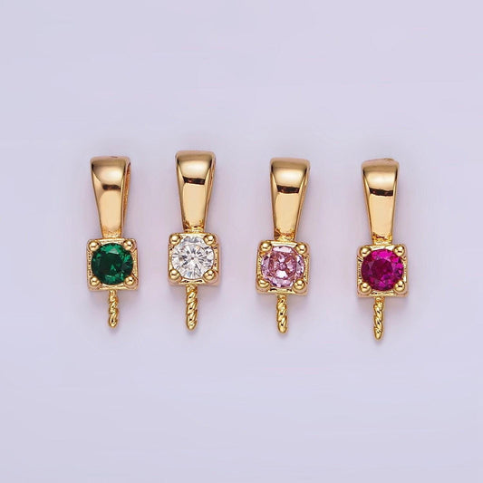 Gold peg bail caps for half drilled pearls and beads gold tone bead caps with peg with cz stone z511