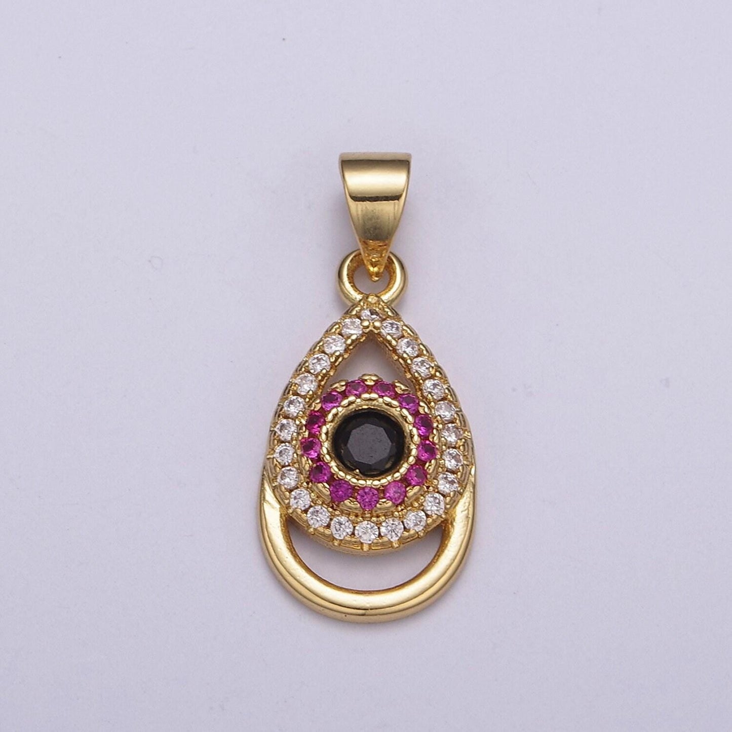 Dainty 24k gold filled tear drop evil eye charm