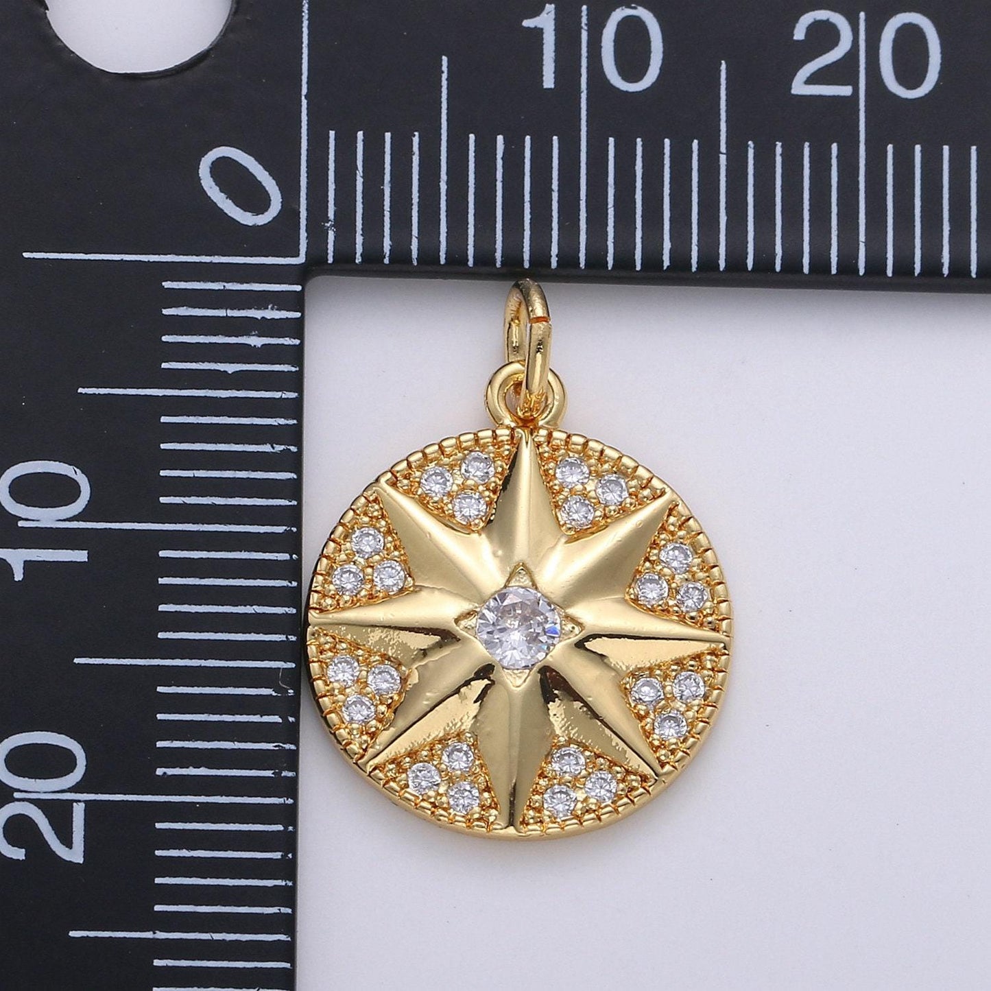 Dainty gold north star charm, starburst gold pendant, dainty minimalist jewelry making in 24k gold findings