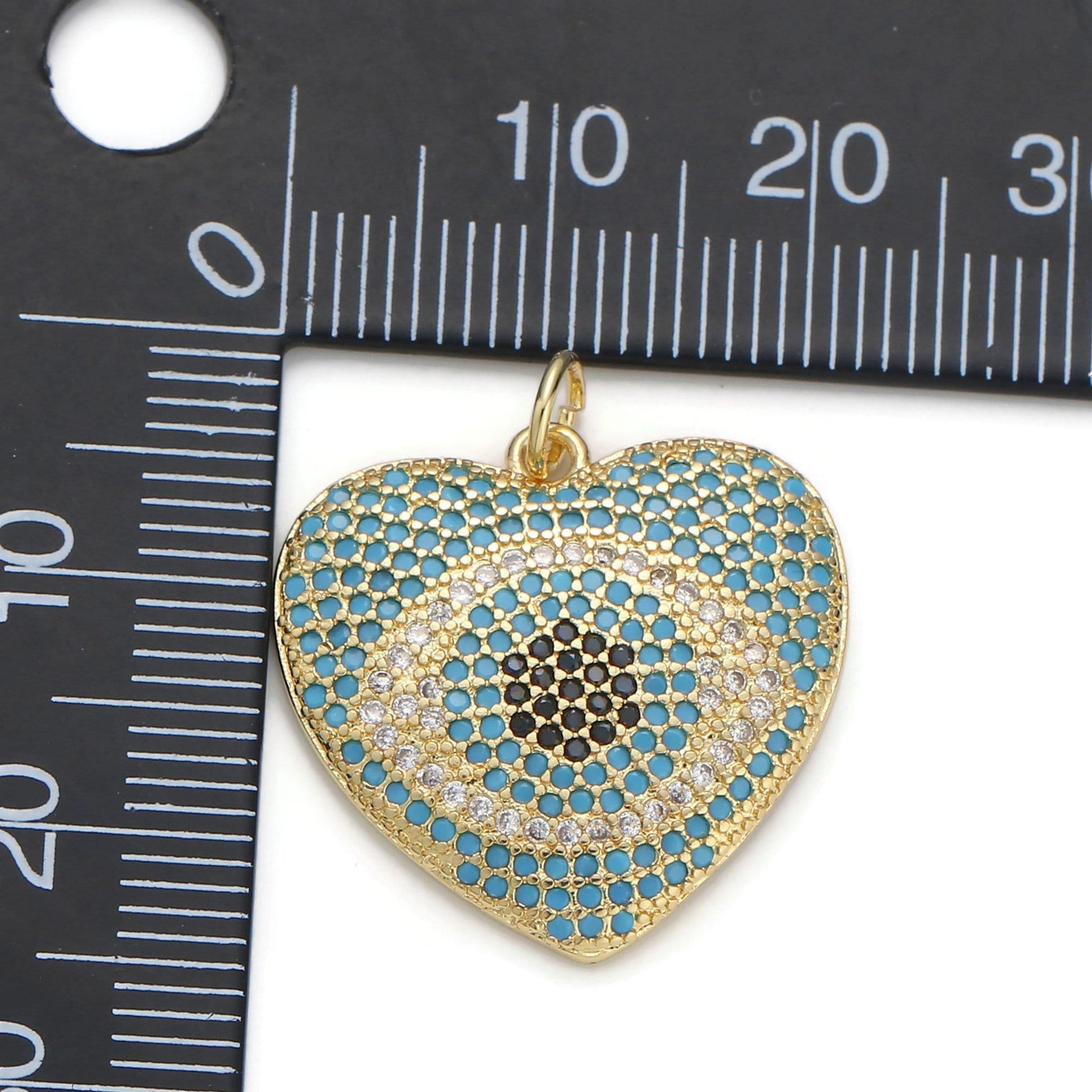 1pc 24k gold micro pave cz heart pendant charm, eye in heart micro pave cz pendant charm, pendant, for diy jewelry-1061